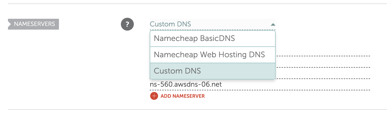 Transfer your name server to custom DNS in Namecheap